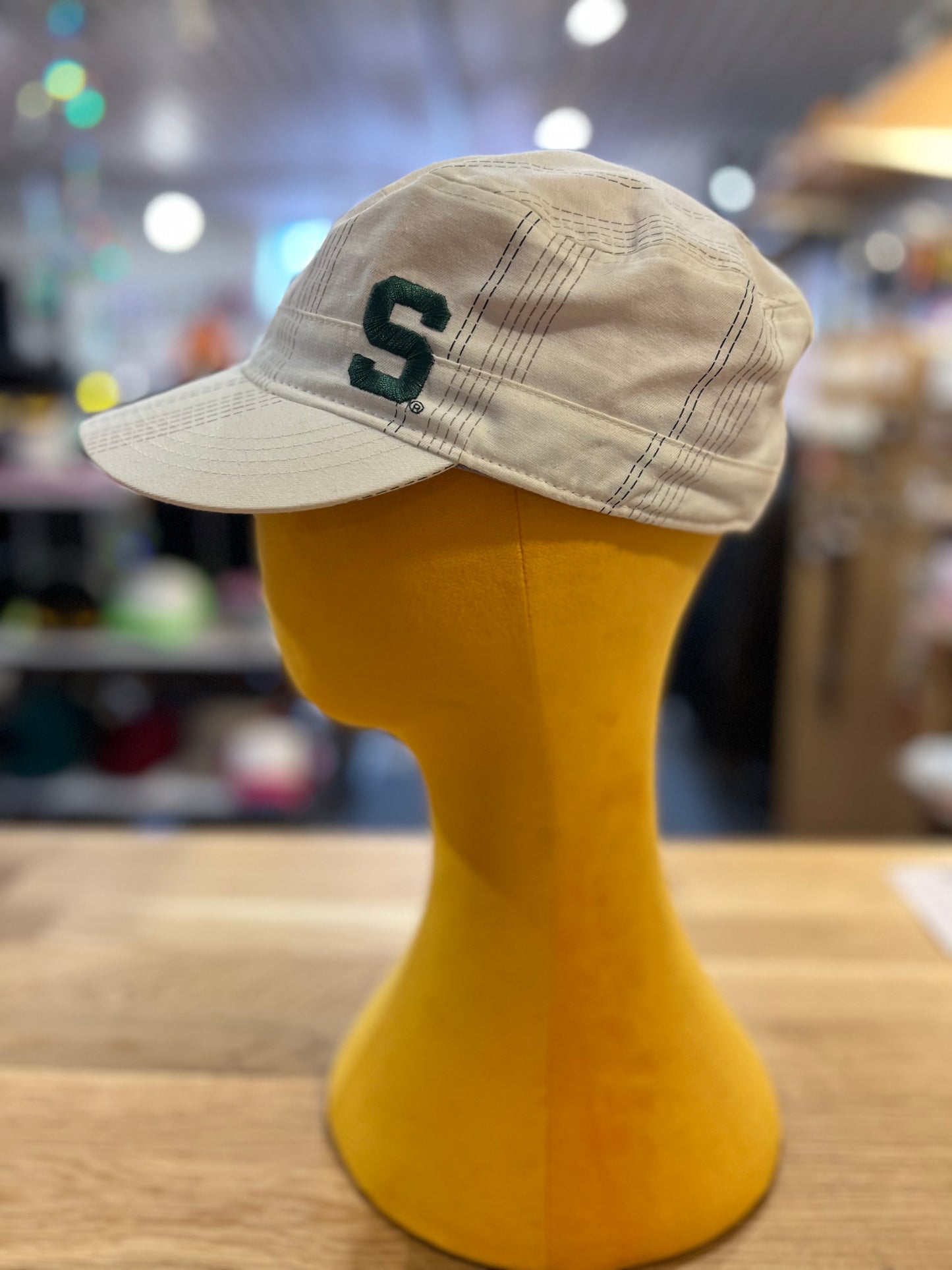 Y2K Striped Michigan State "News Boy" Hat
