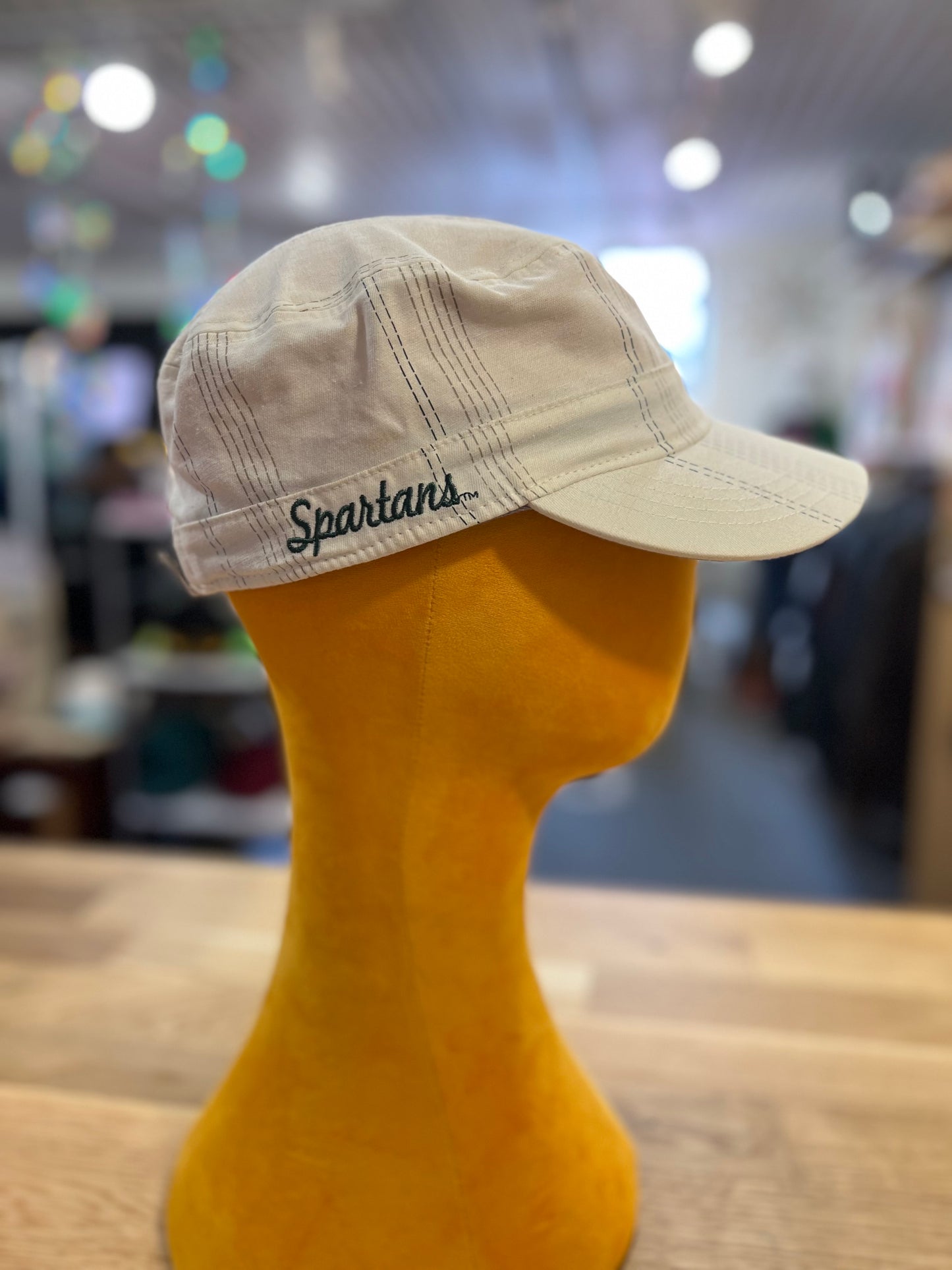 Y2K Striped Michigan State "News Boy" Hat