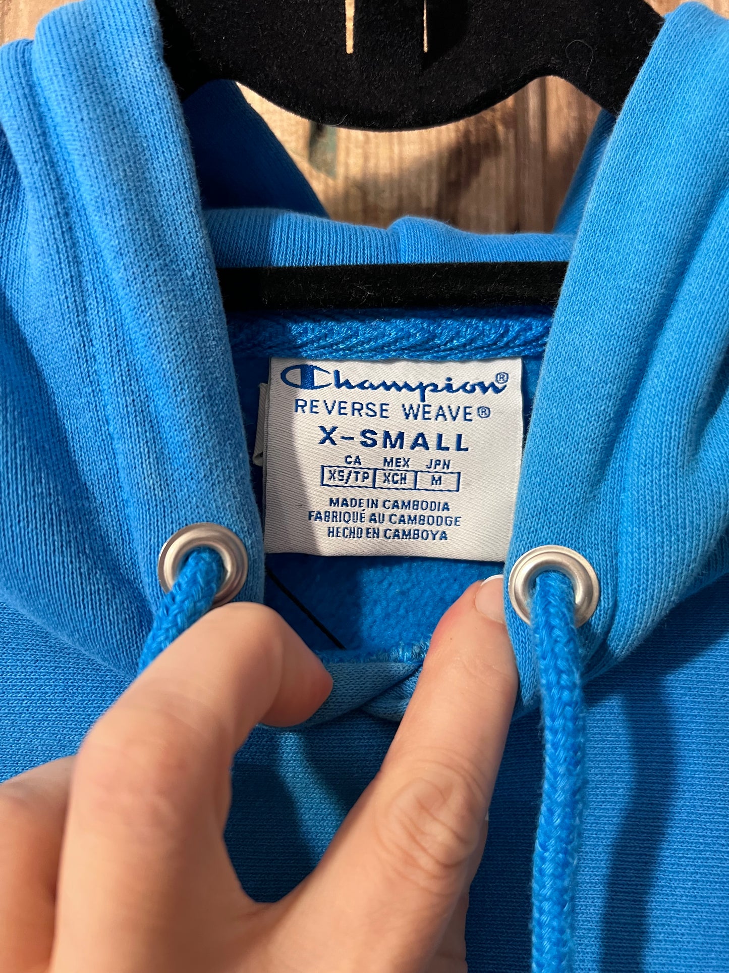 Y2K Baby Blue Cropped Champion Hoodie