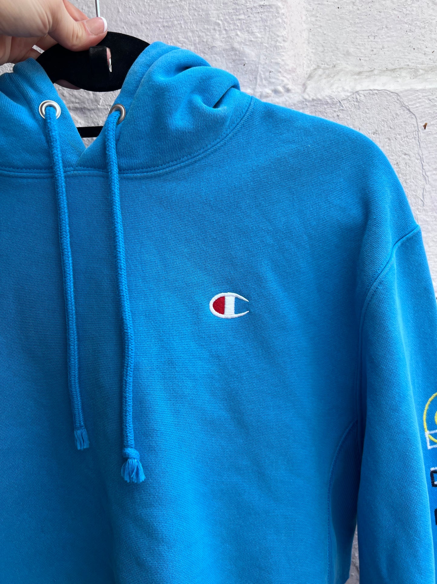 Y2K Baby Blue Cropped Champion Hoodie