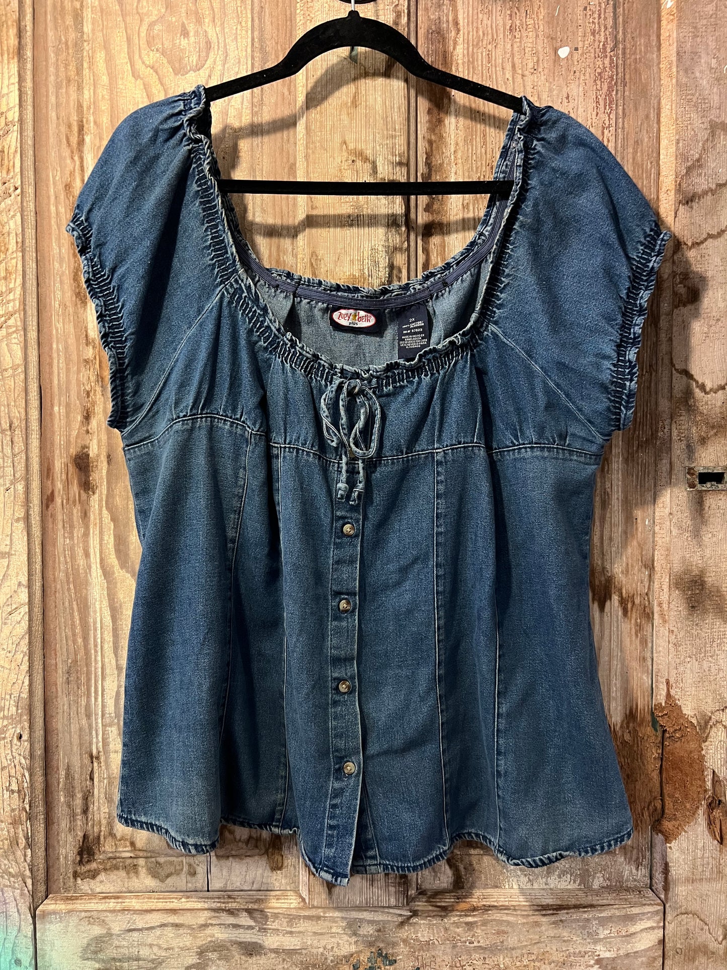 Y2K Zoey Beth Plus Denim Front Tie Top