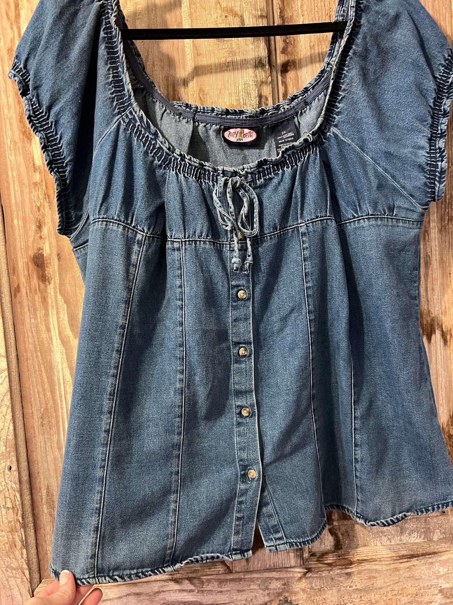 Y2K Zoey Beth Plus Denim Front Tie Top