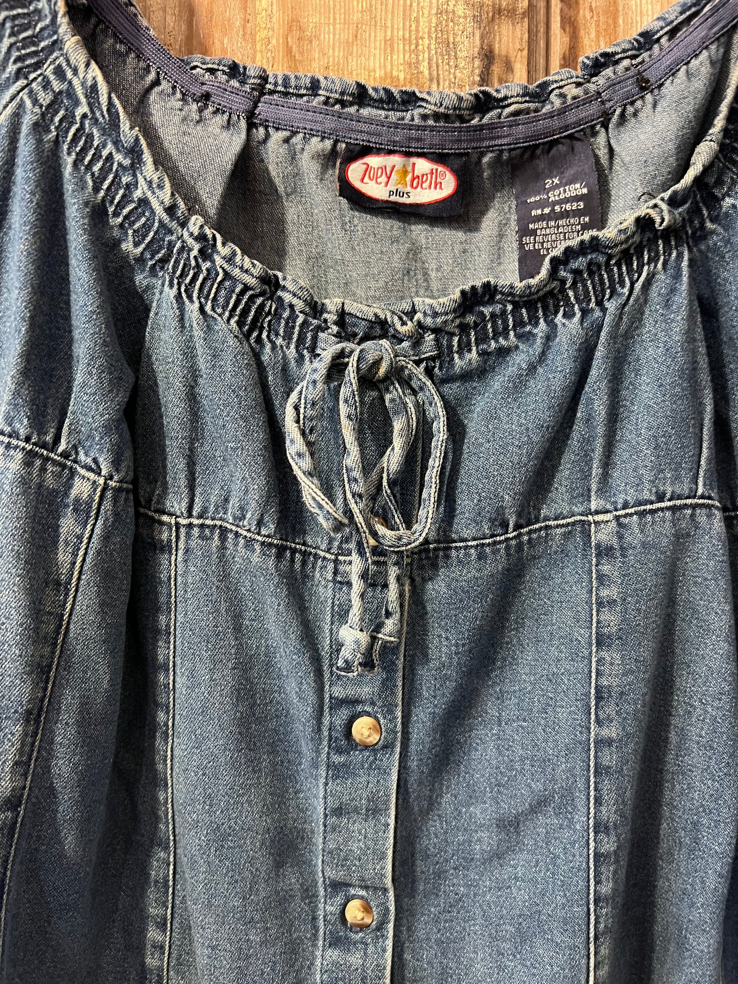 Y2K Zoey Beth Plus Denim Front Tie Top