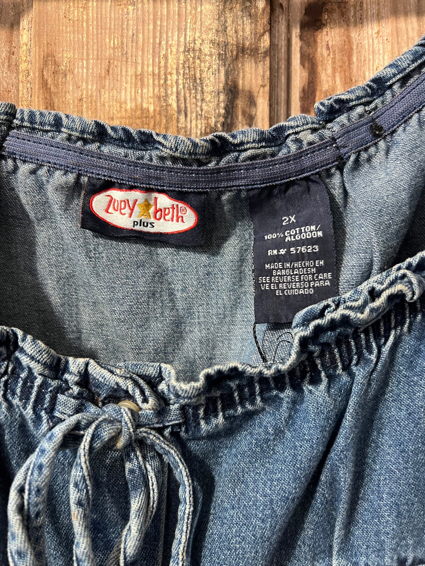 Y2K Zoey Beth Plus Denim Front Tie Top