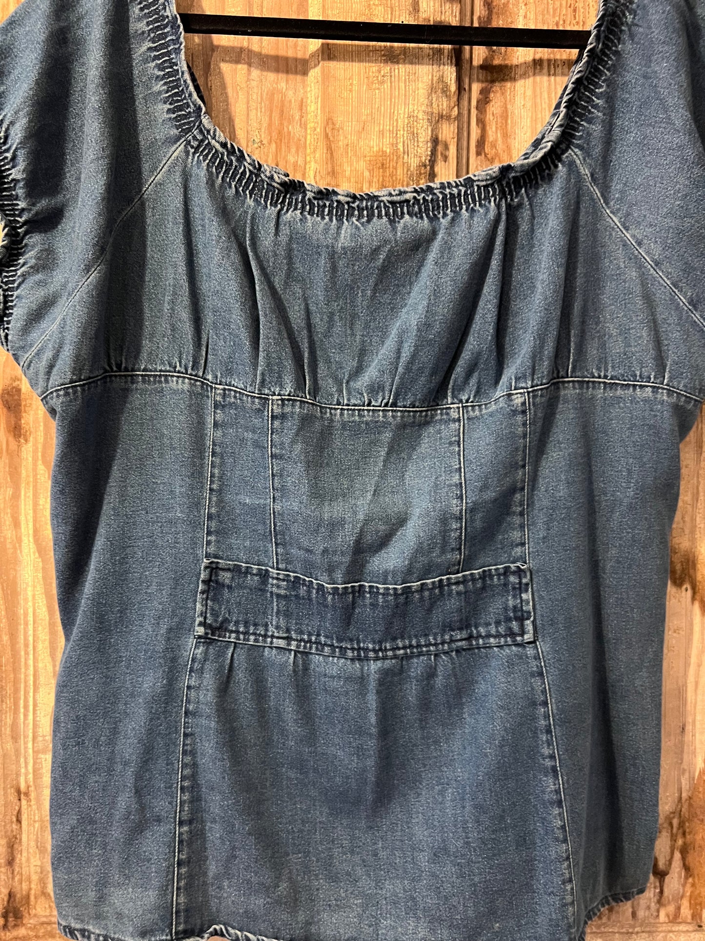 Y2K Zoey Beth Plus Denim Front Tie Top