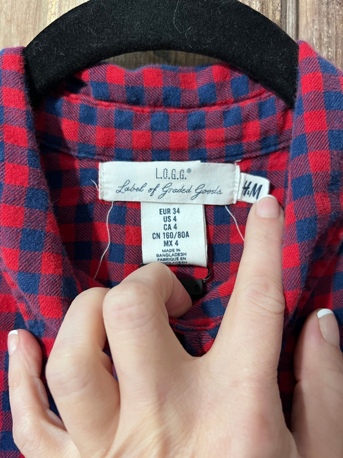 H&M Black & Red Plaid Button Up Shirt