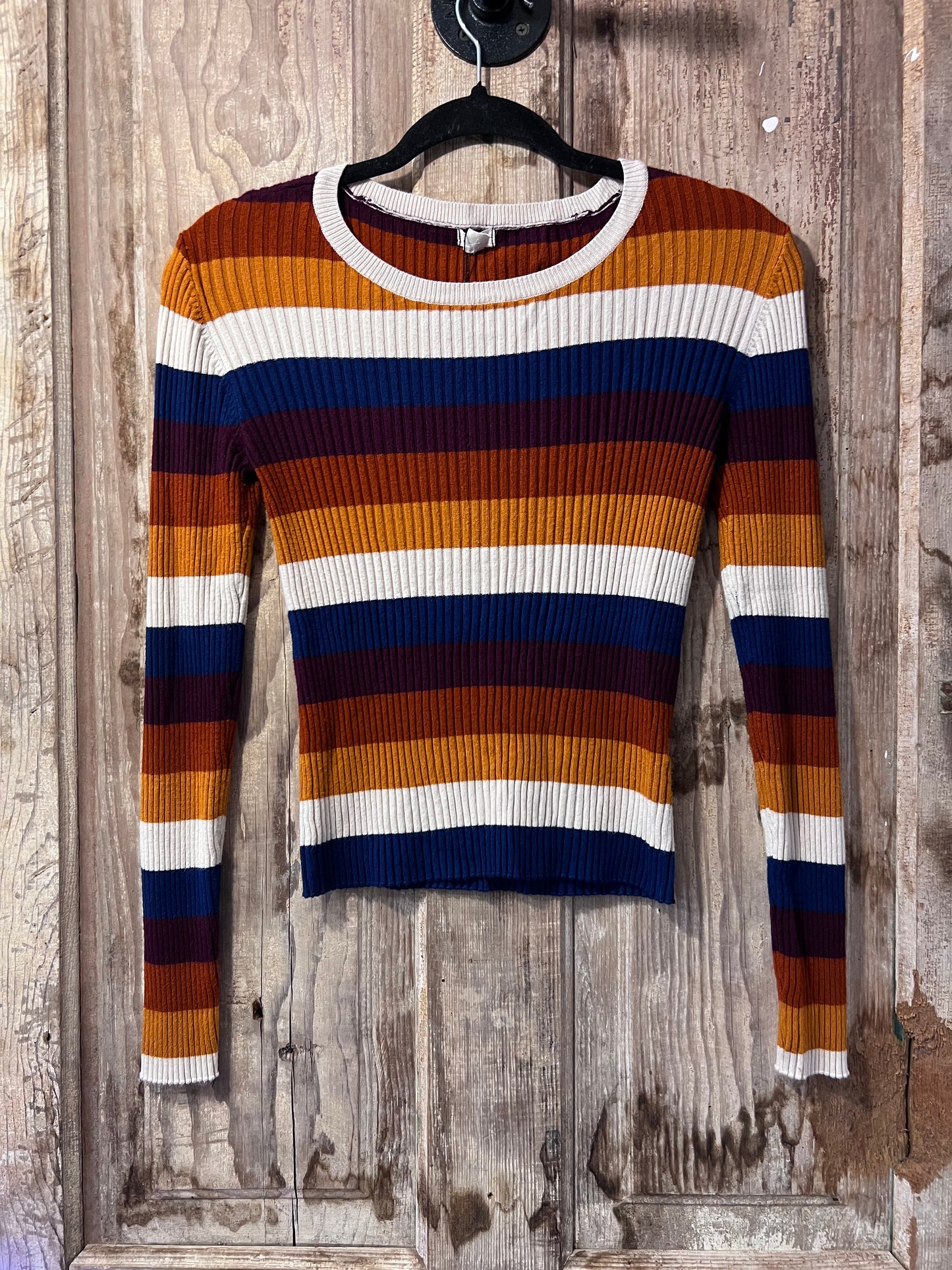 Retro Garage Striped Ribbed Long Sleeve Shirt