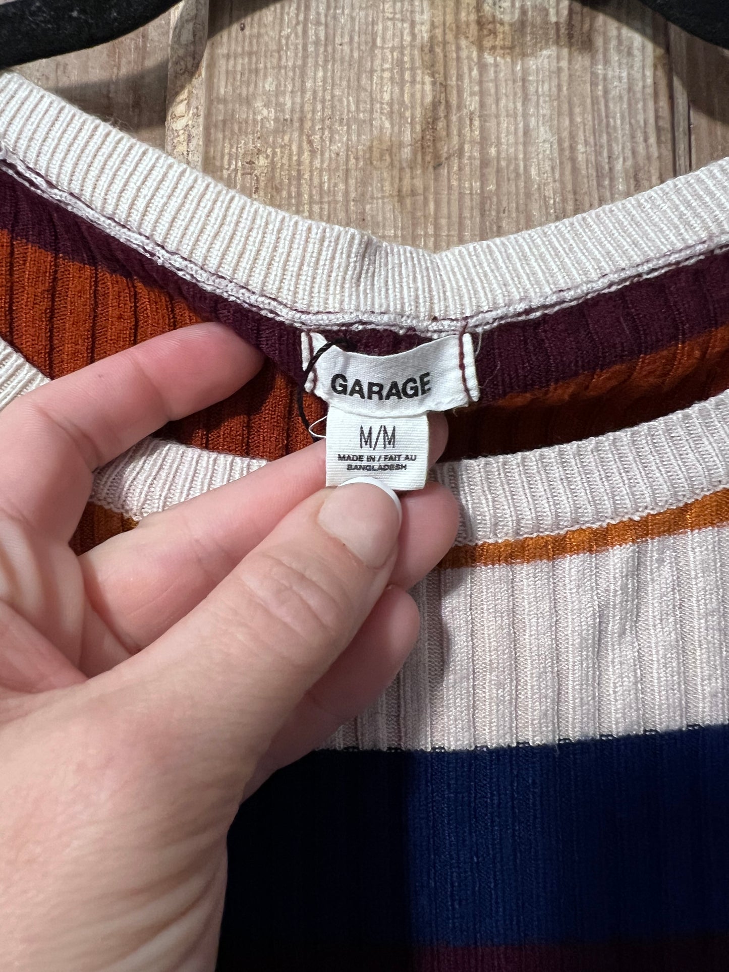 Retro Garage Striped Ribbed Long Sleeve Shirt