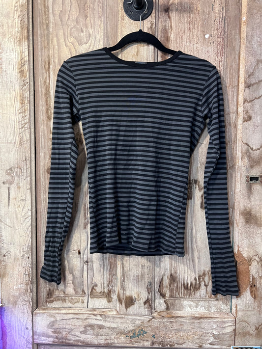 Y2K John Galt BLK/GRY Striped Long Sleeve Shirt