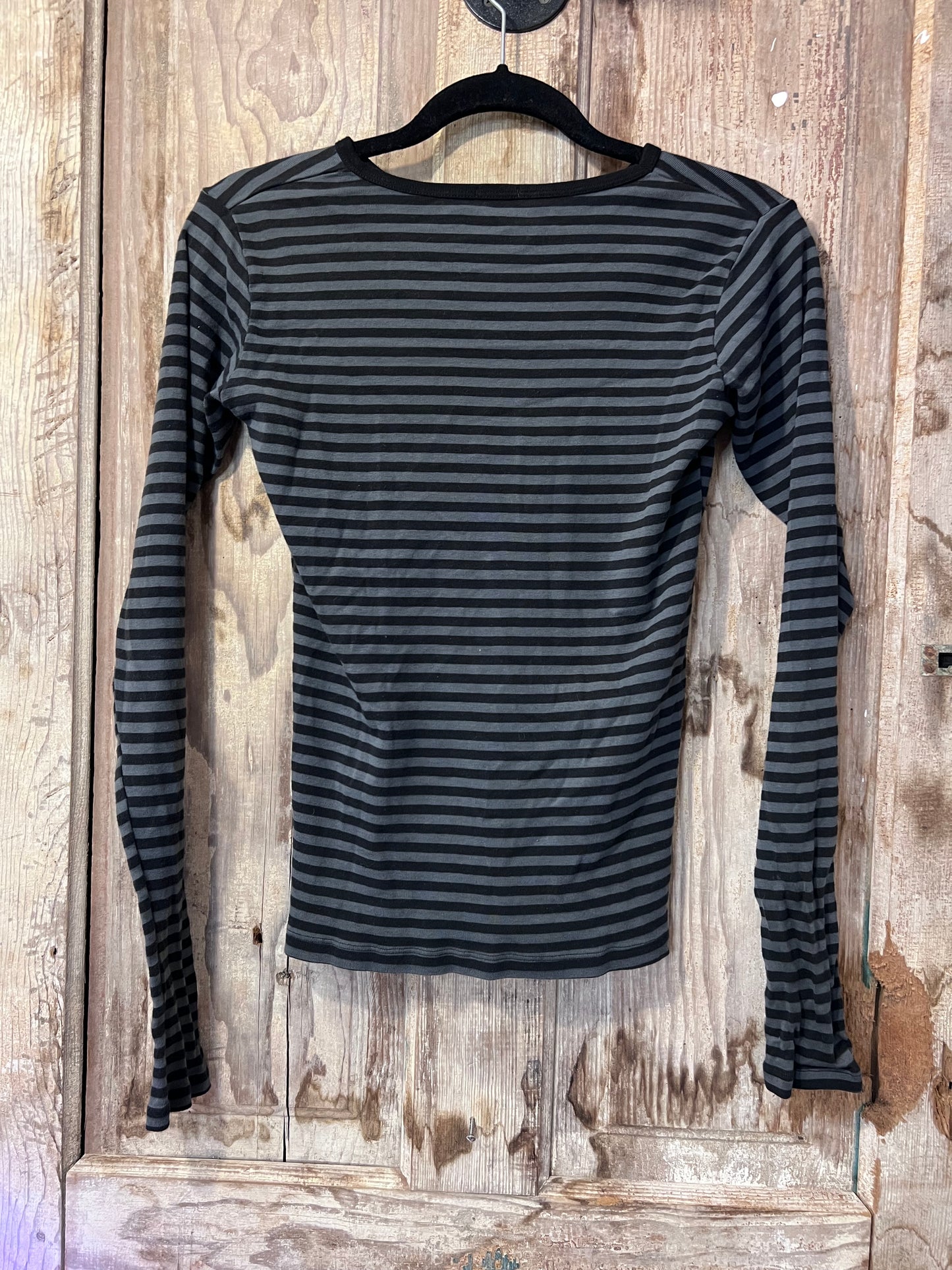 Y2K John Galt BLK/GRY Striped Long Sleeve Shirt