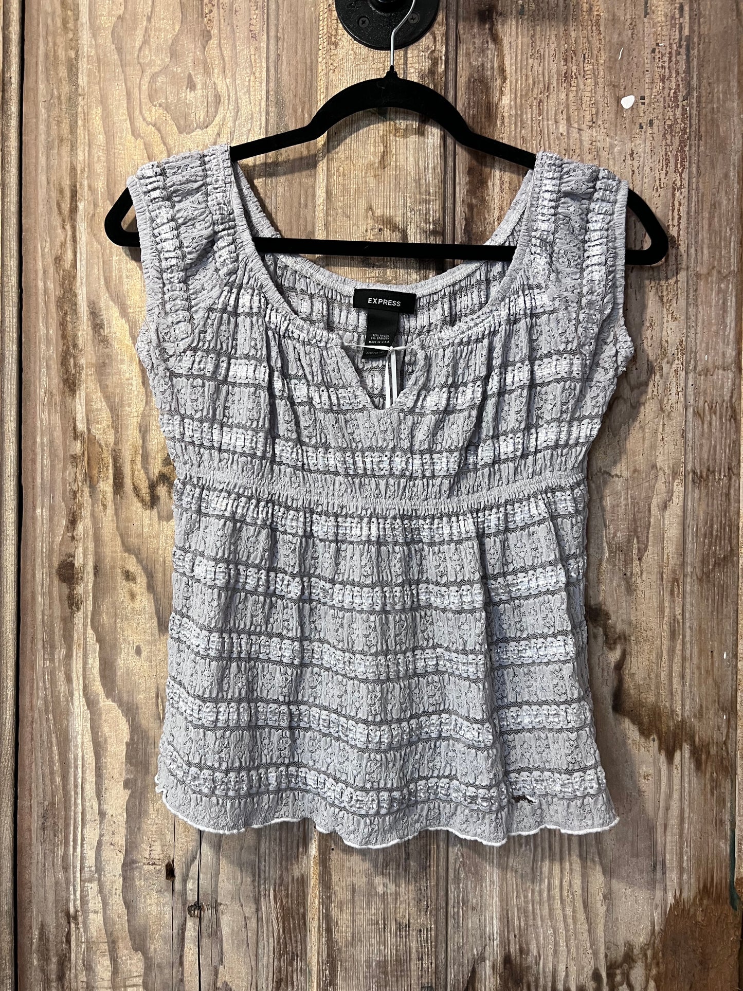 Y2K Express Grey Lace Short Sleeve Shirt
