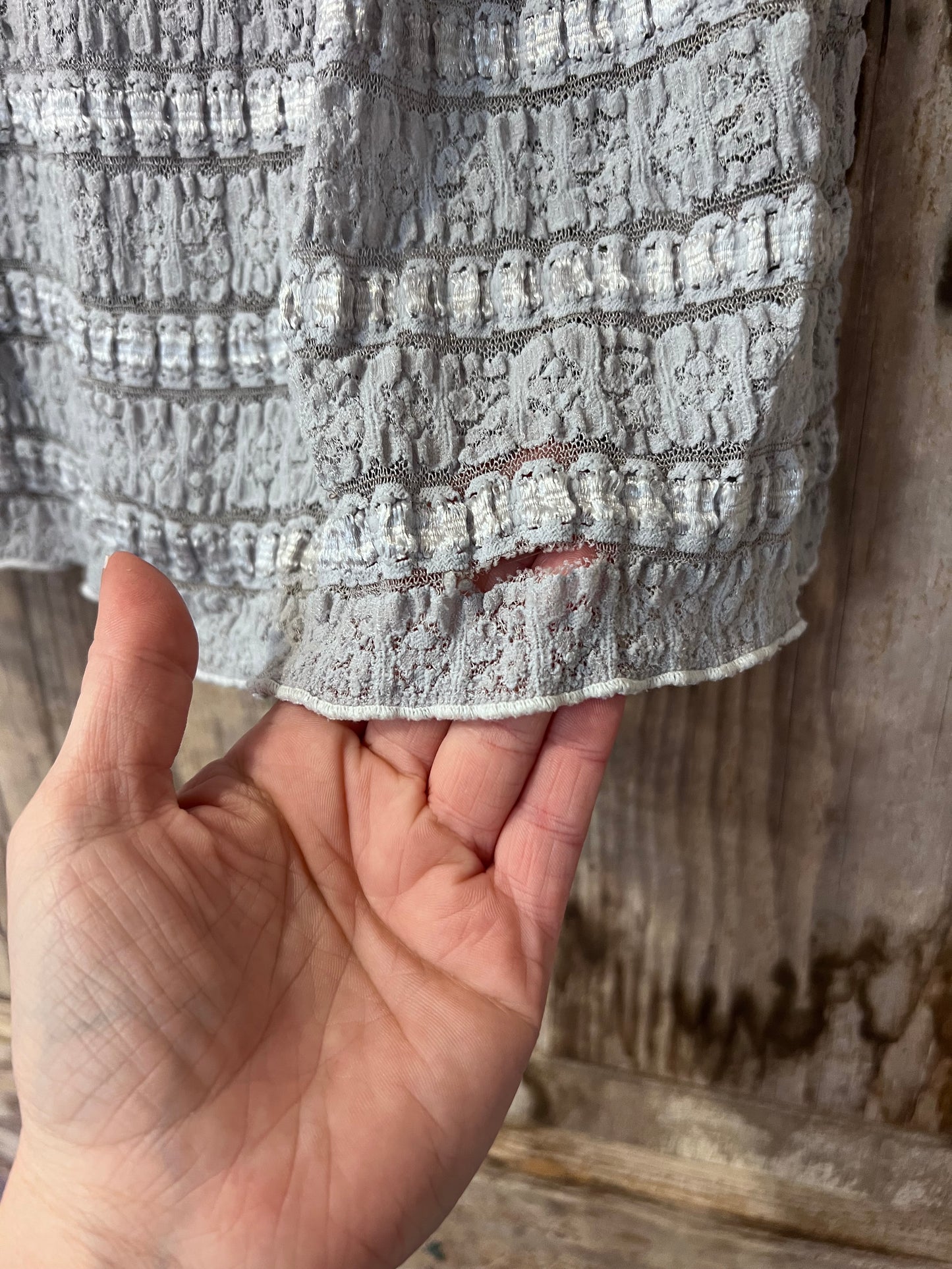 Y2K Express Grey Lace Short Sleeve Shirt