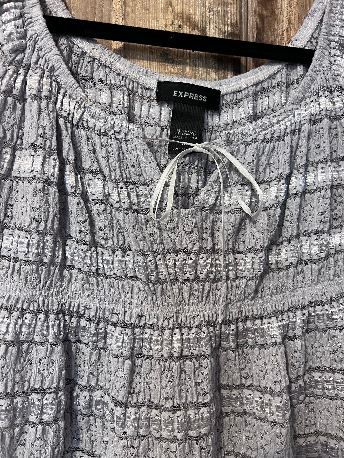 Y2K Express Grey Lace Short Sleeve Shirt