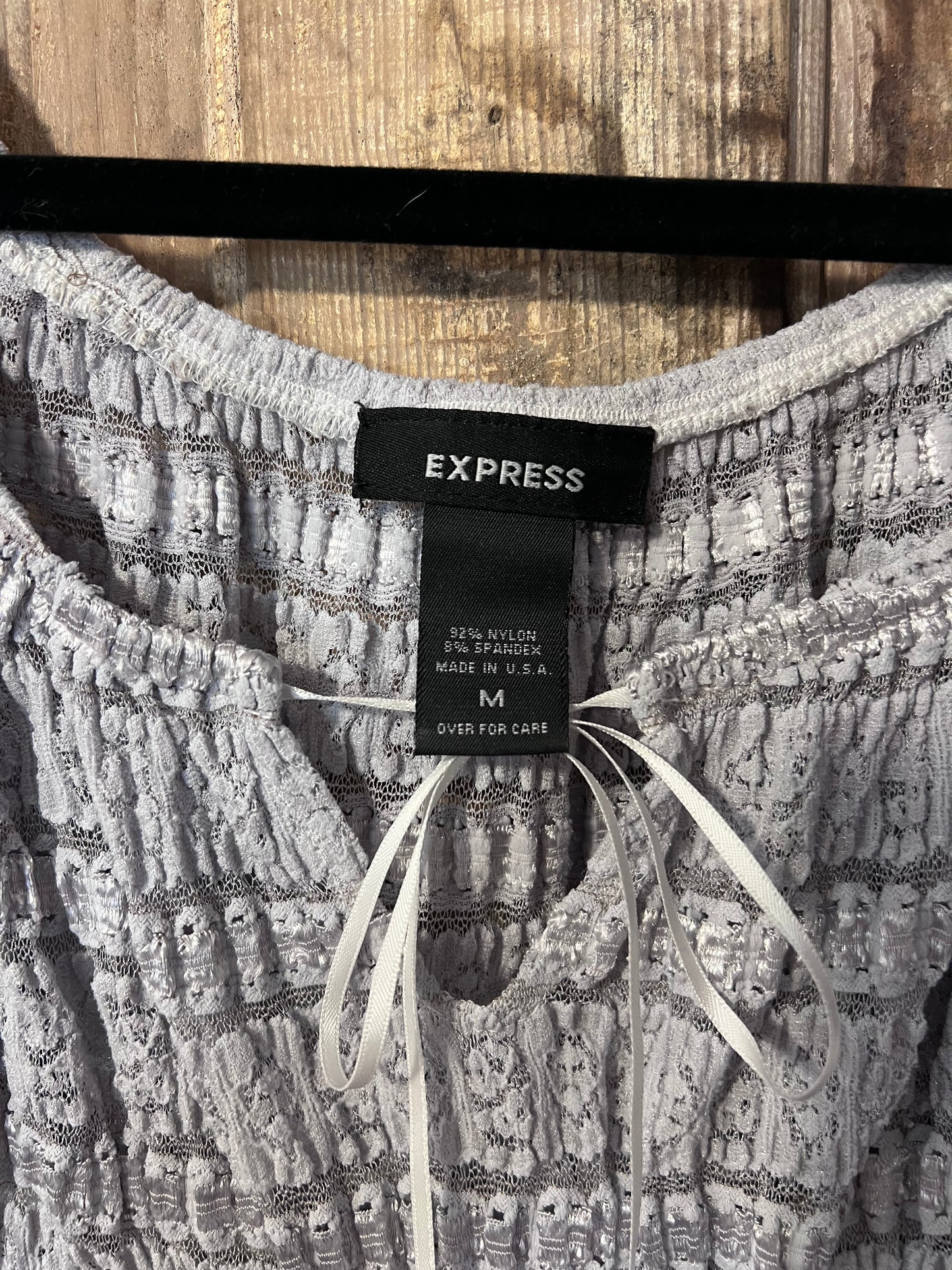Y2K Express Grey Lace Short Sleeve Shirt