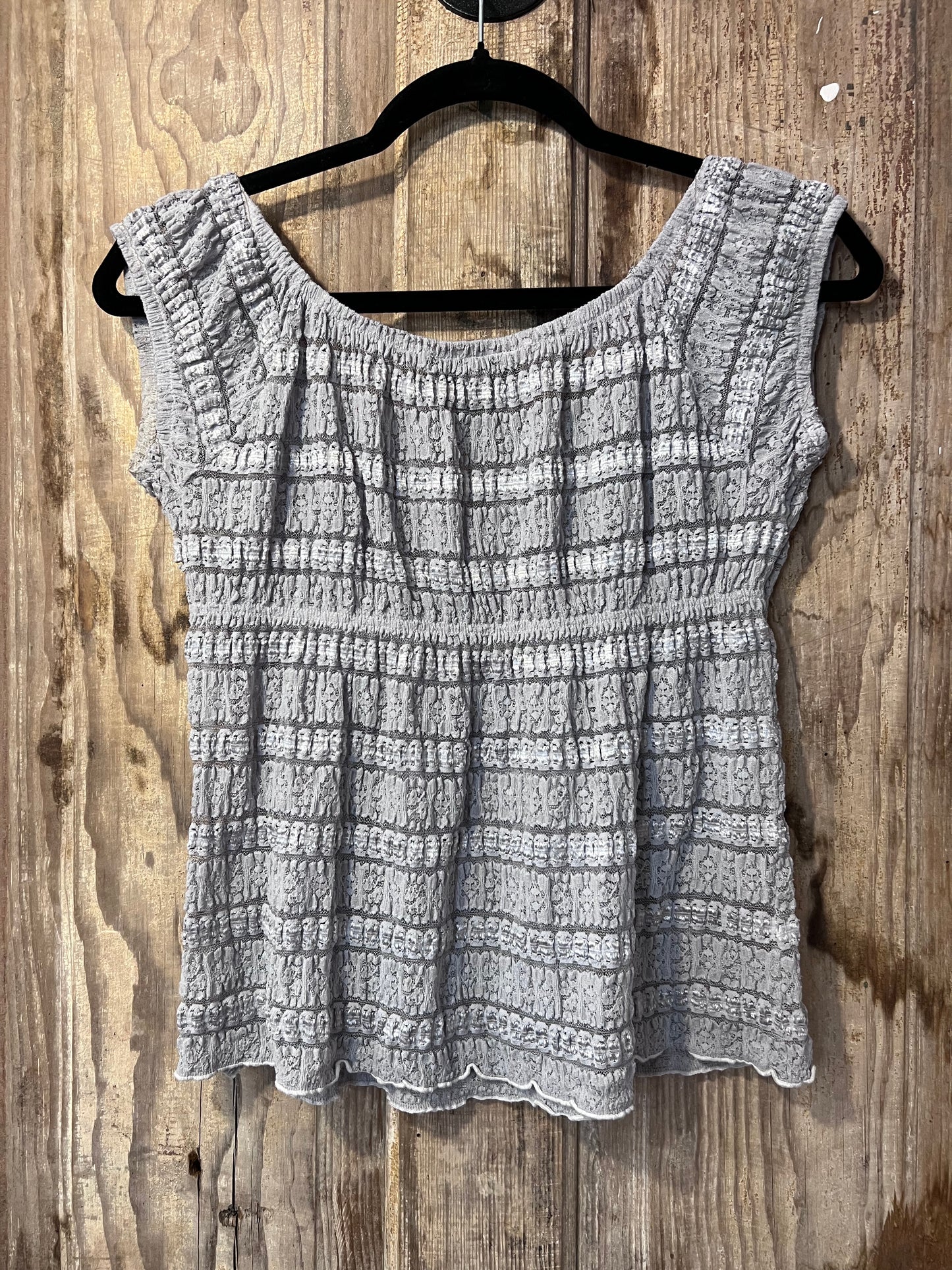 Y2K Express Grey Lace Short Sleeve Shirt