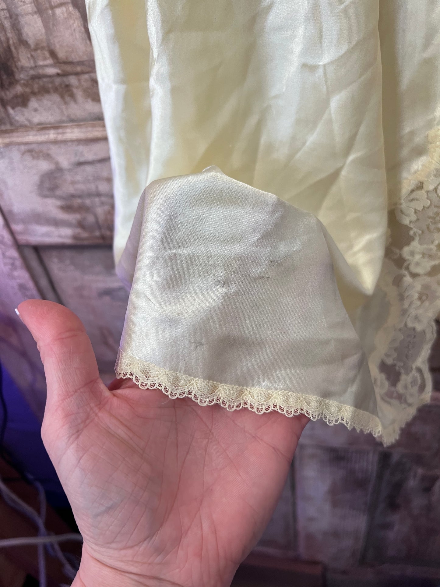 Y2K California Dynasty Pale Yellow Lace Slip