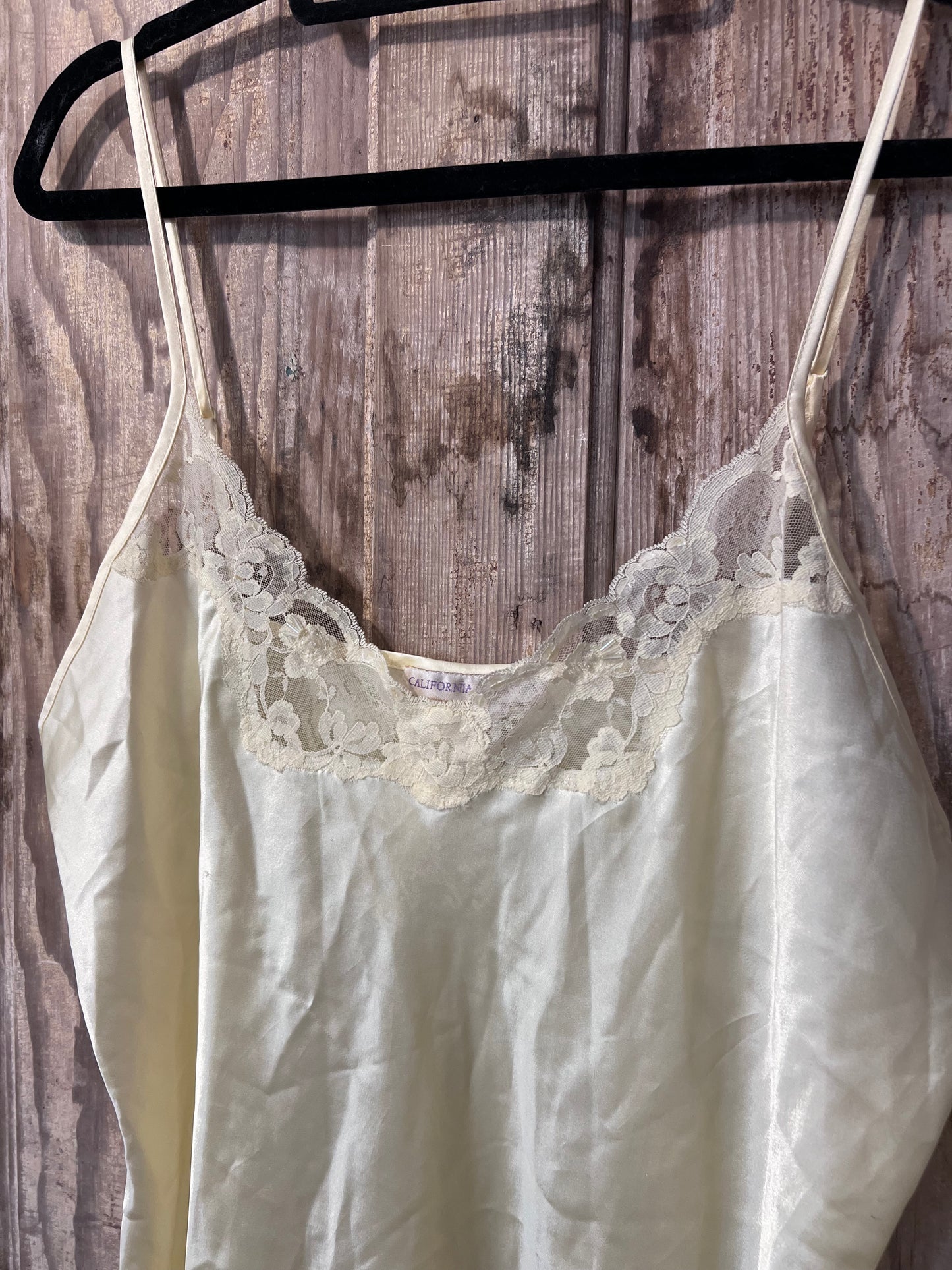 Y2K California Dynasty Pale Yellow Lace Slip