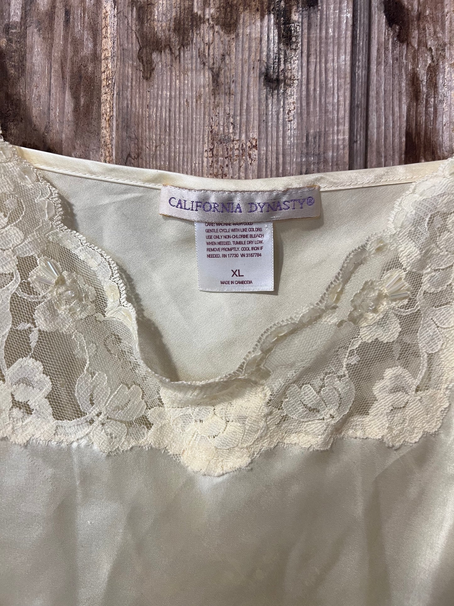Y2K California Dynasty Pale Yellow Lace Slip