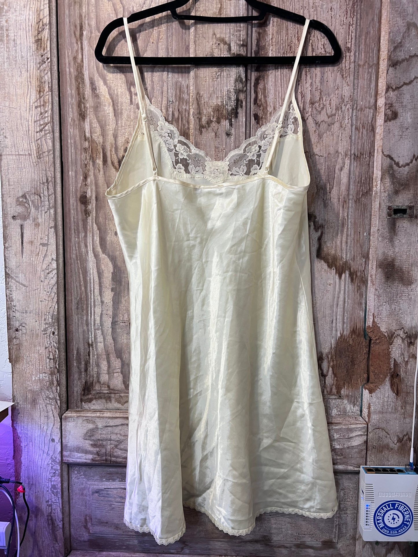 Y2K California Dynasty Pale Yellow Lace Slip