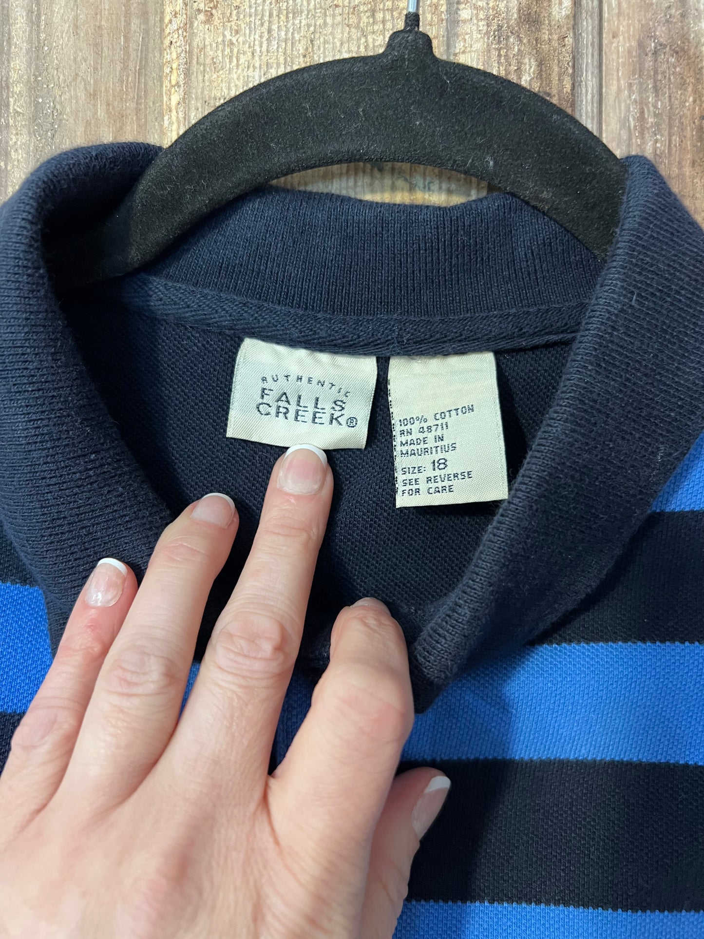 Y2K Falls Creek Two Tone Blue Striped Polo Shirt