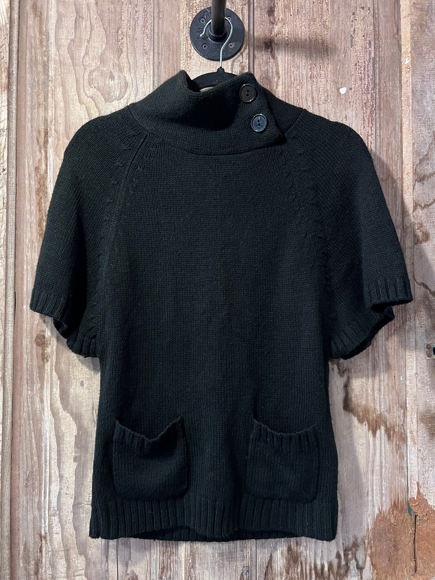 Y2K iz Byer Blk Short Sleeve High Neck Sweater Top