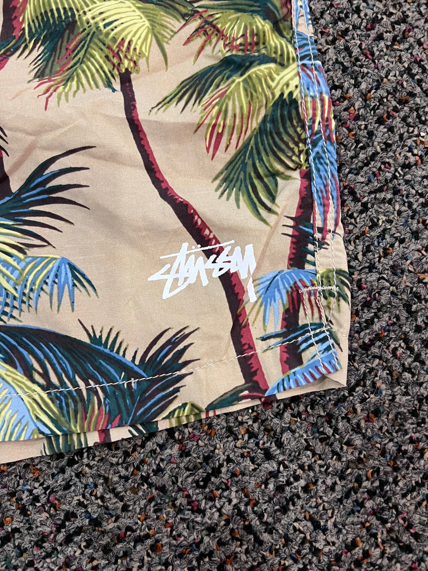 Y2K Stüssy Palm Tree Swim Trunks