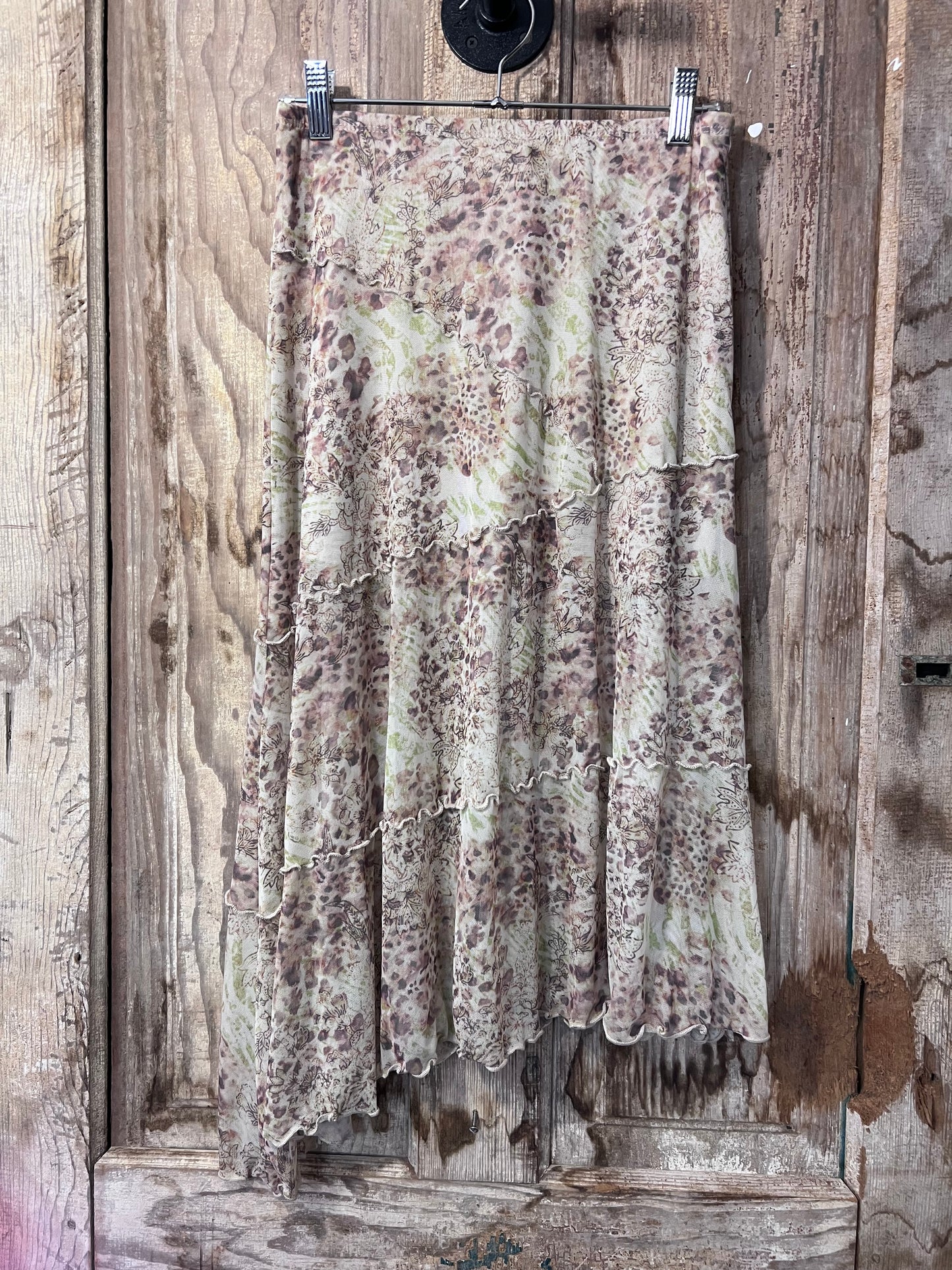 Y2K See You Monday Leopard/Floral Print Flowy Skirt