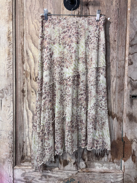 Y2K See You Monday Leopard/Floral Print Flowy Skirt