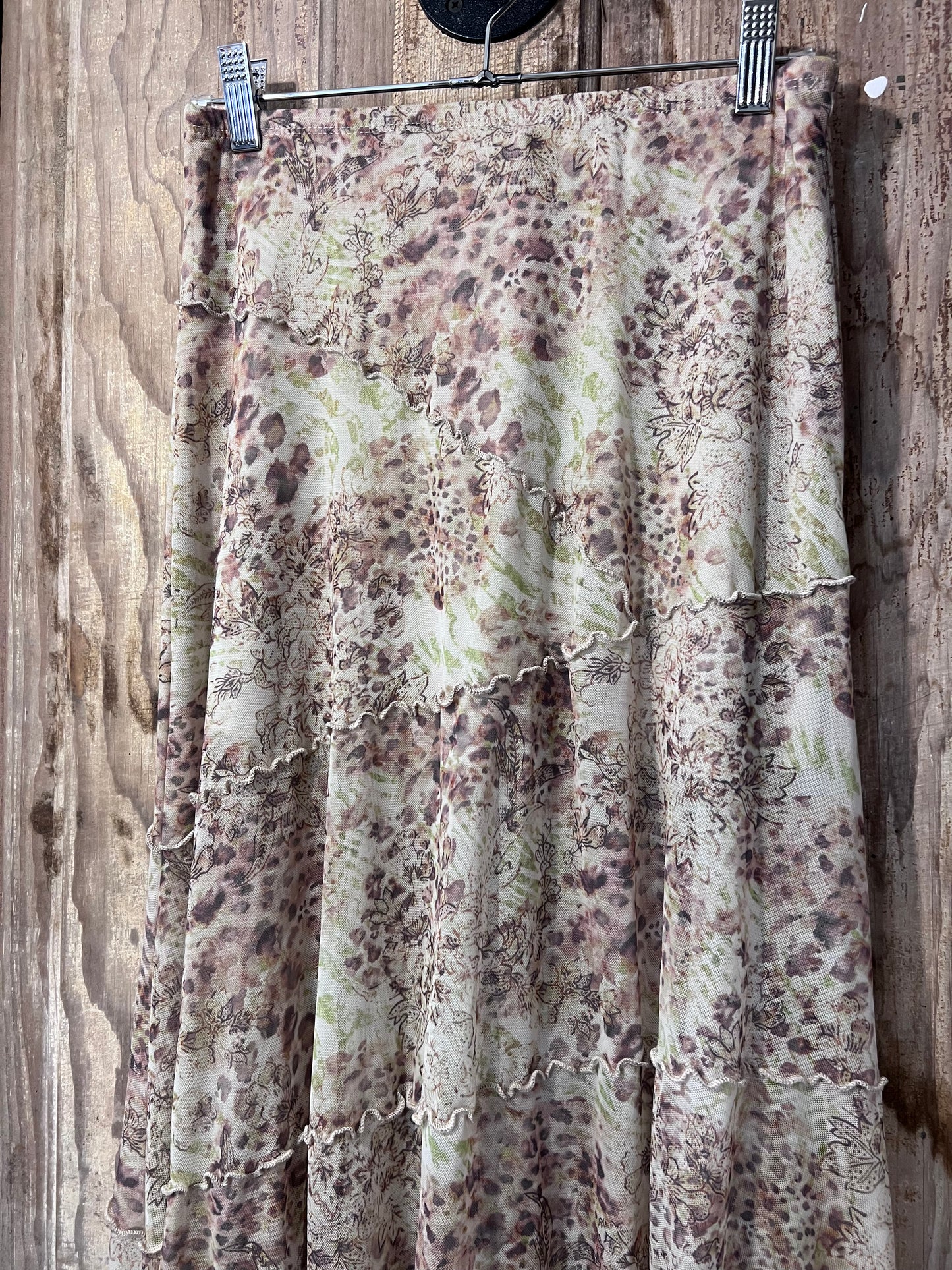 Y2K See You Monday Leopard/Floral Print Flowy Skirt