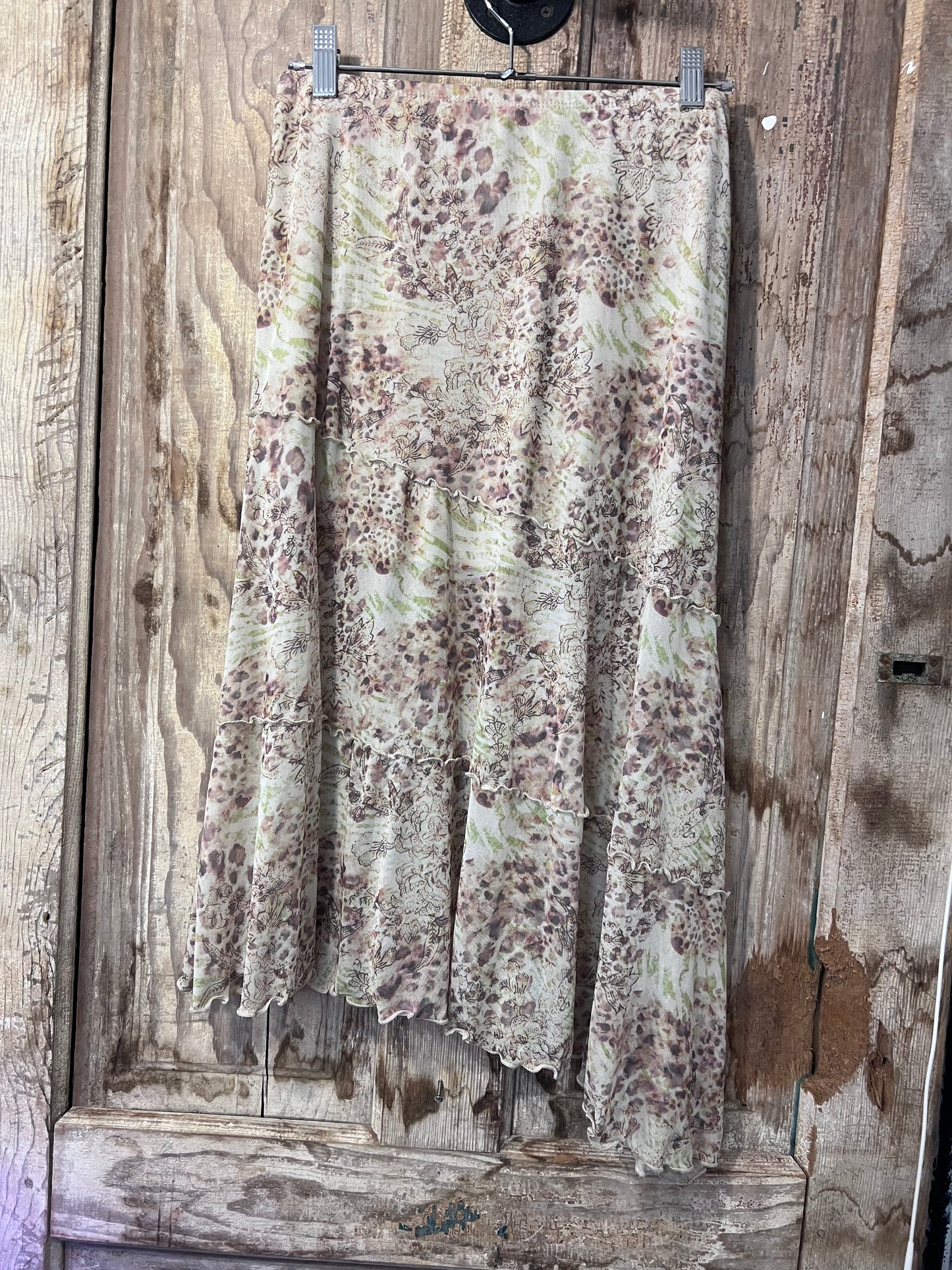 Y2K See You Monday Leopard/Floral Print Flowy Skirt