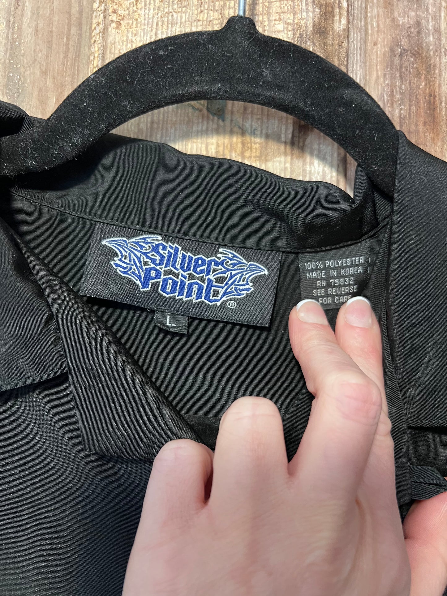 Y2K Silver Point Blue Flames Button Up Shirt
