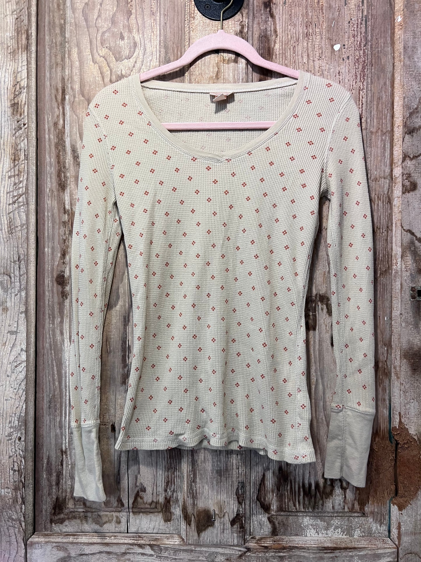 Y2K Mossimo Green Floral Thermal Long Sleeve Shirt