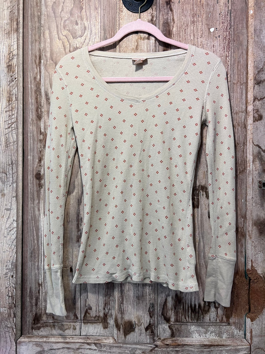 Y2K Mossimo Green Floral Thermal Long Sleeve Shirt