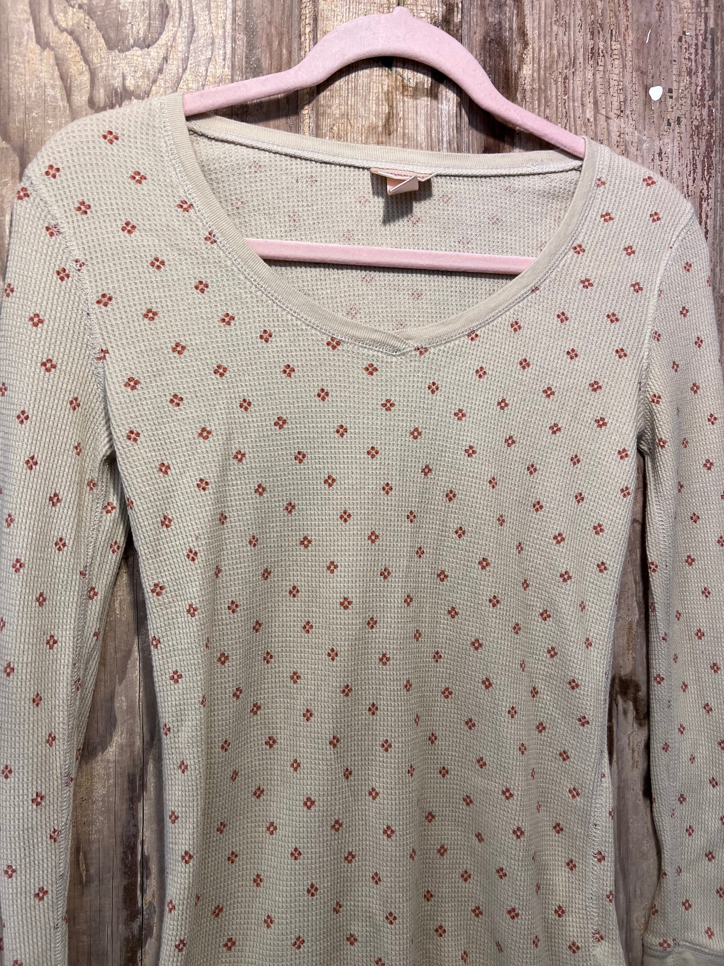 Y2K Mossimo Green Floral Thermal Long Sleeve Shirt