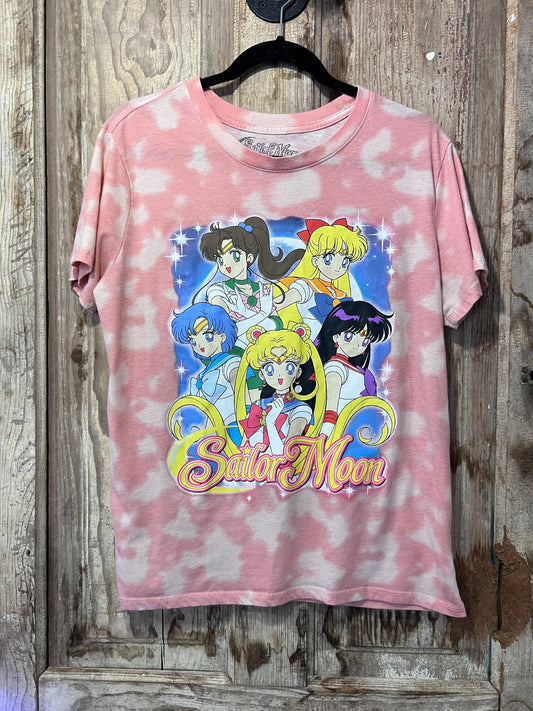 Y2K Sailor Moon Acid Washed Graphic T-shirt (modern)