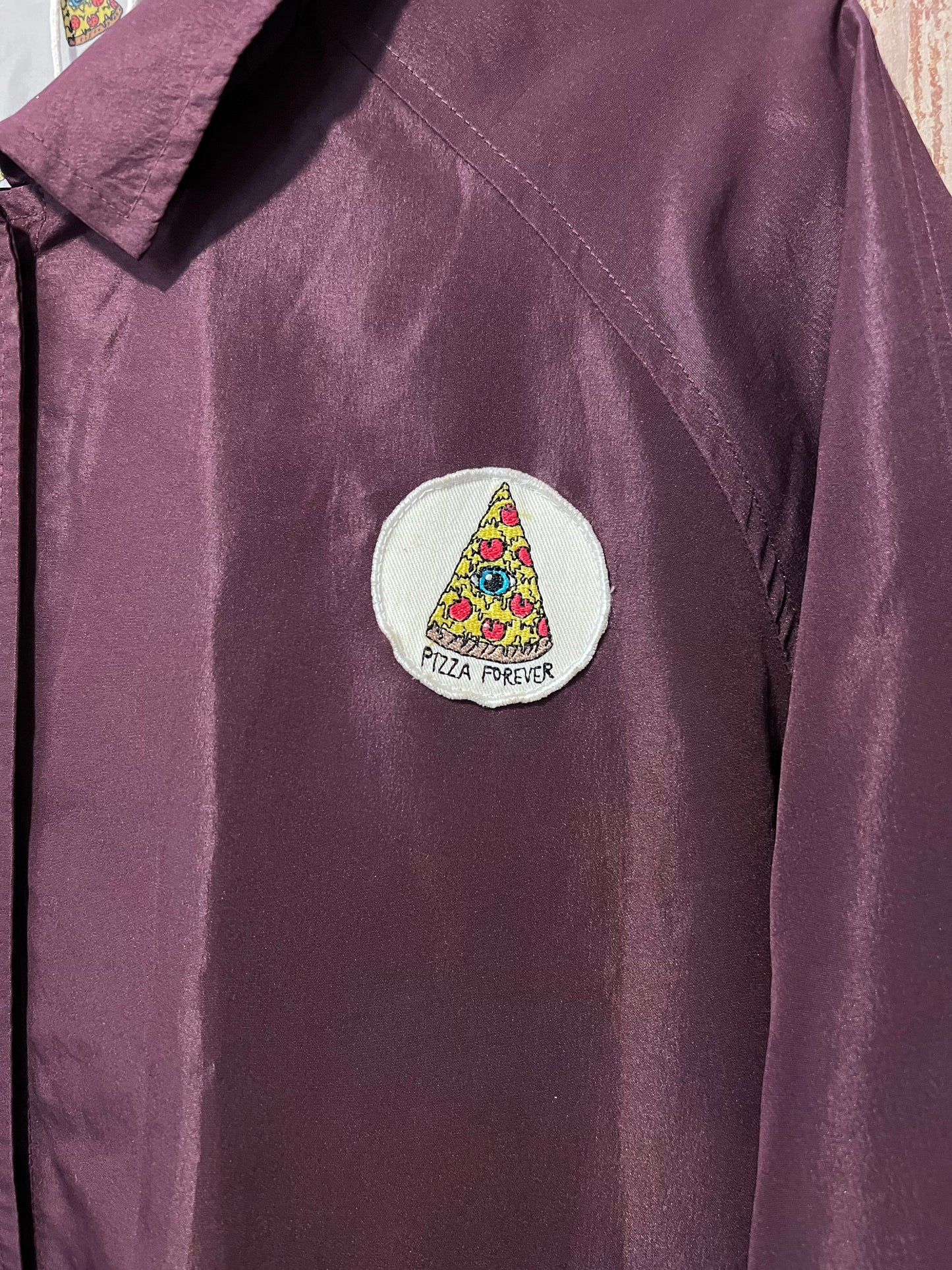 JV Burgandy "Pizza Forever" Windbreaker Jacket (Modern)