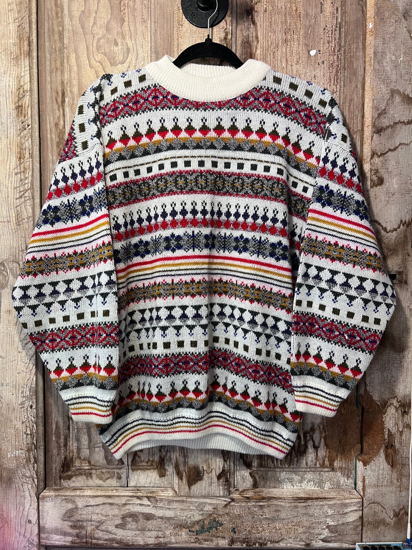 80's/90's Patterned Knit Crewneck Sweater