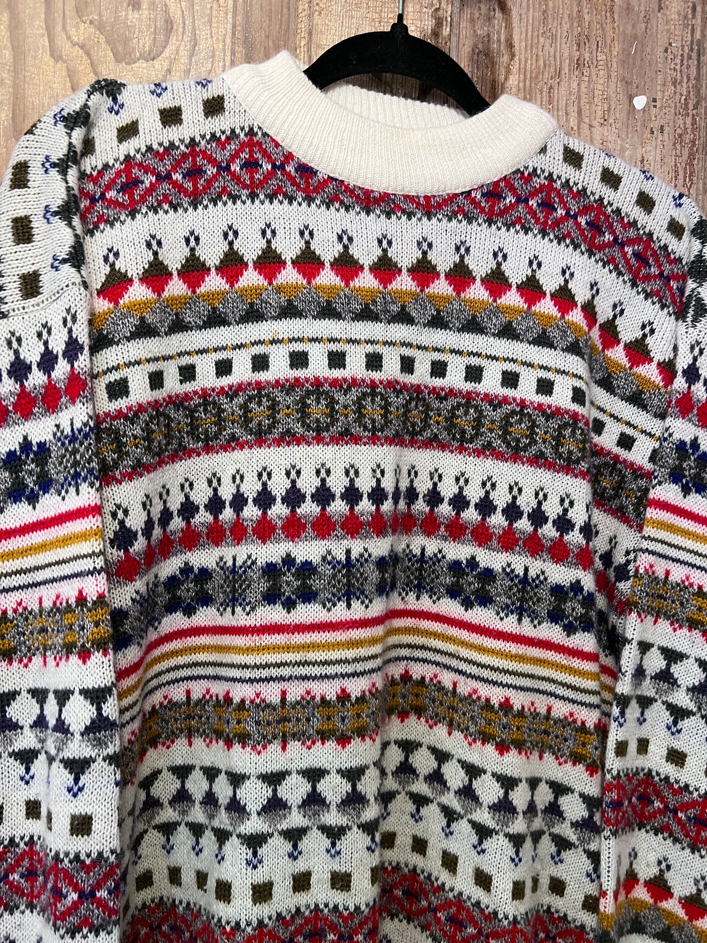 80's/90's Patterned Knit Crewneck Sweater