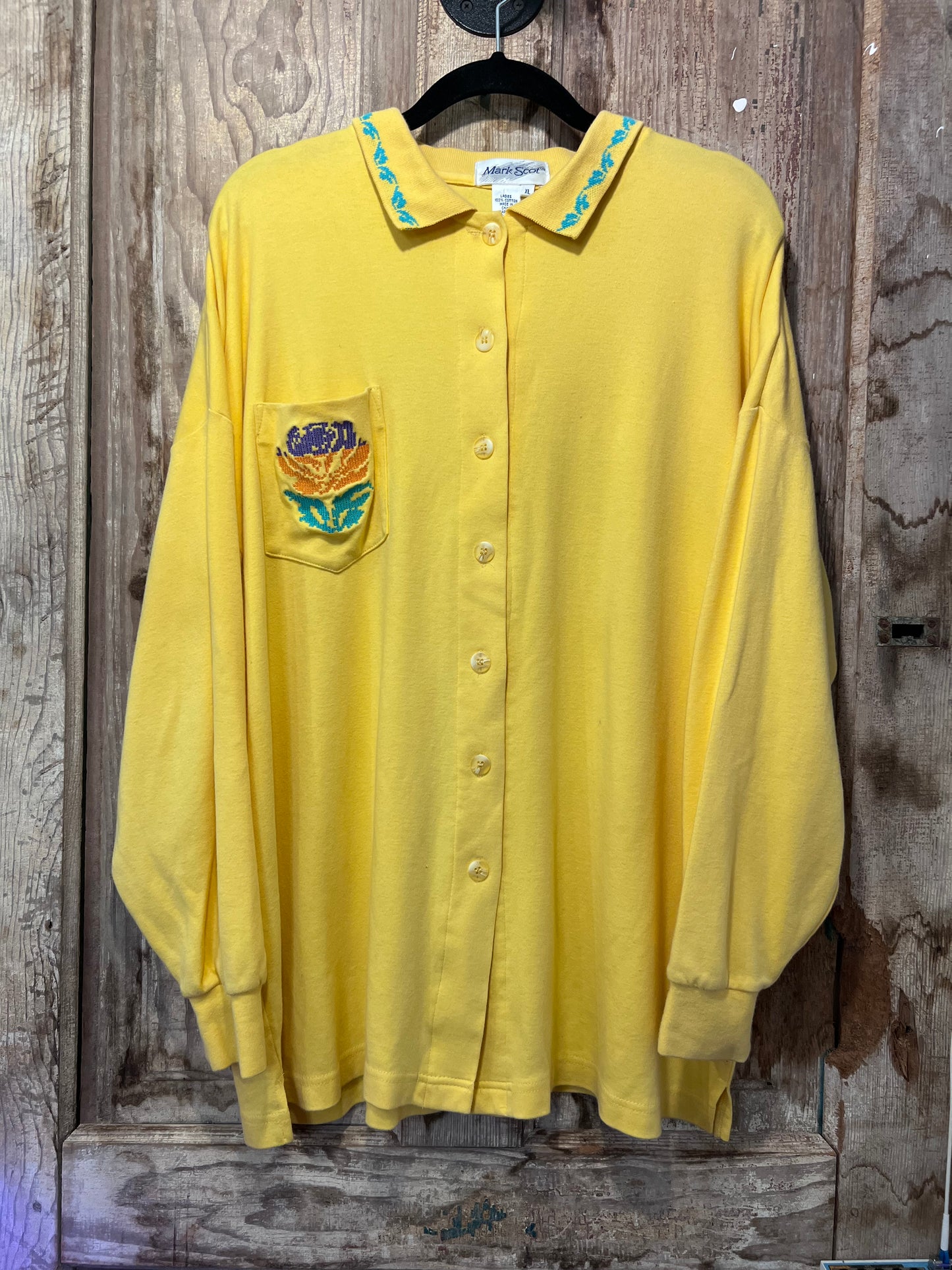 80's/90's Mark Scot Yellow Collared Button Up Shirt