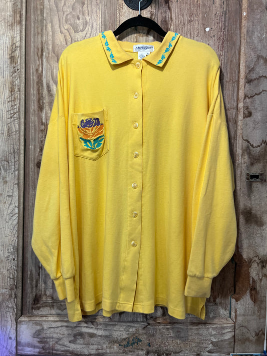 80's/90's Mark Scot Yellow Collared Button Up Shirt
