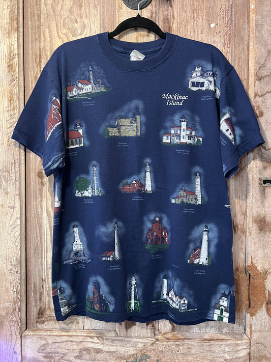 90's Mackinaw Island Lighthouse AOP Graphic T-Shirt