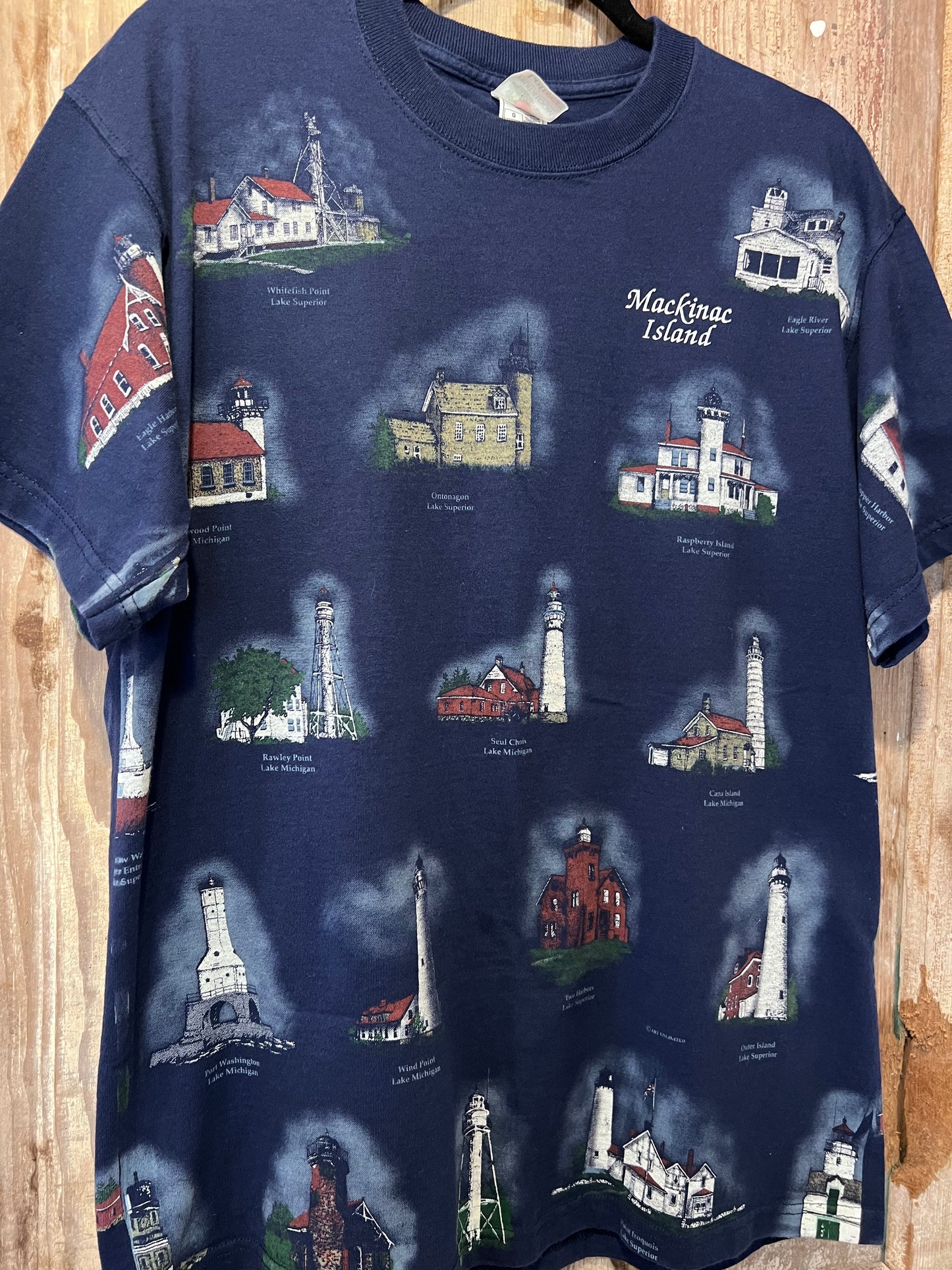 90's Mackinaw Island Lighthouse AOP Graphic T-Shirt