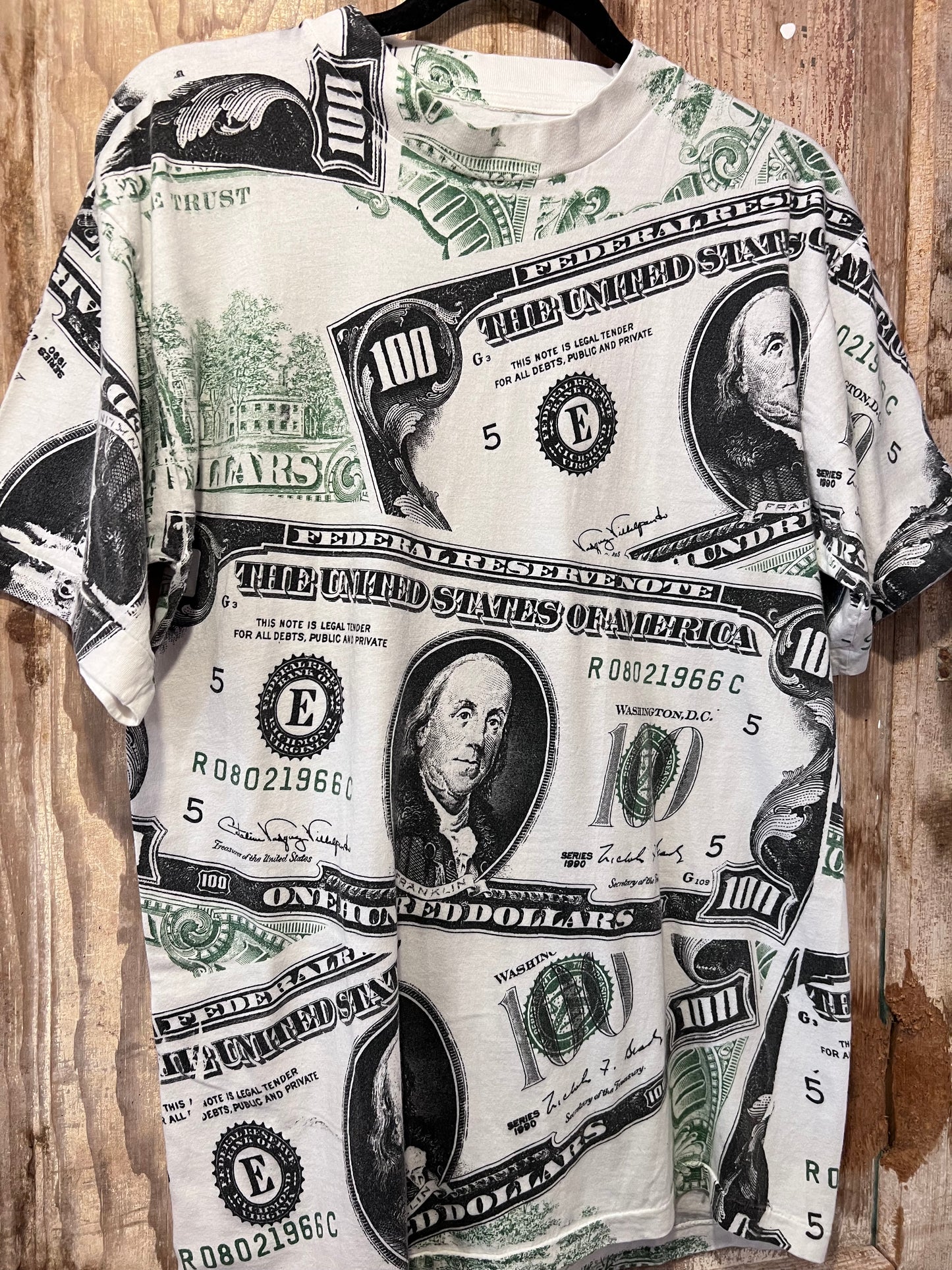 90's/Y2K $100 Bills AOP Graphic T-Shirt