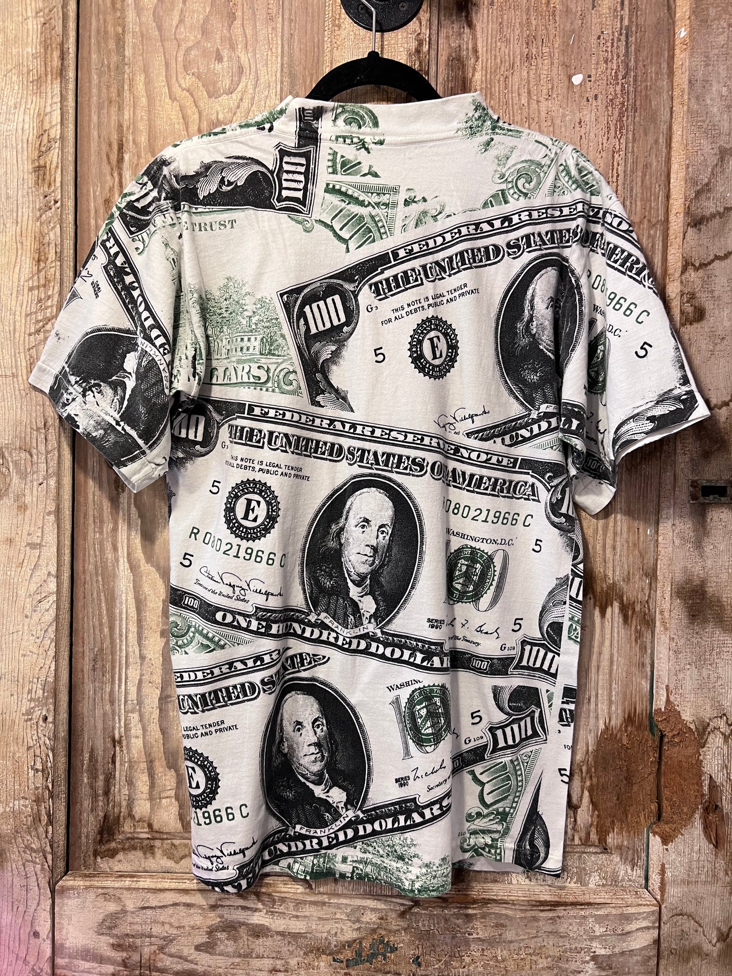 90's/Y2K $100 Bills AOP Graphic T-Shirt