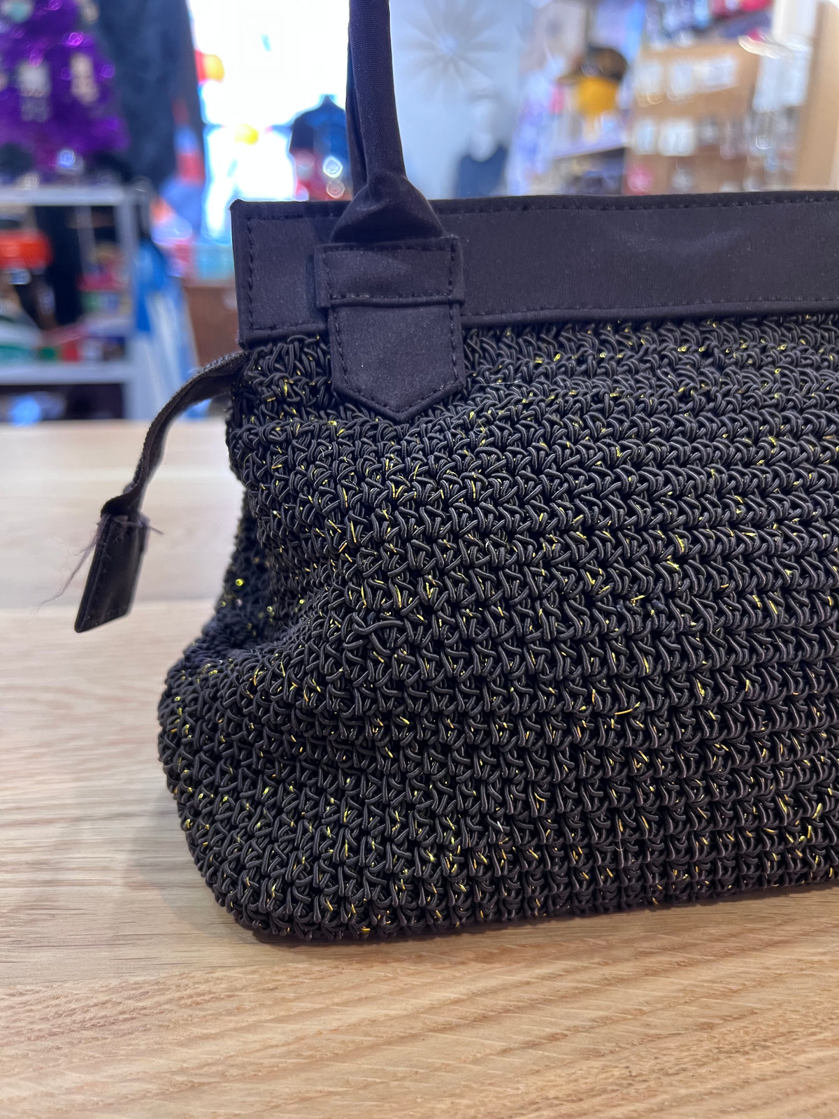 Y2K Brown + Gold Sparkly Crocheted Handbag