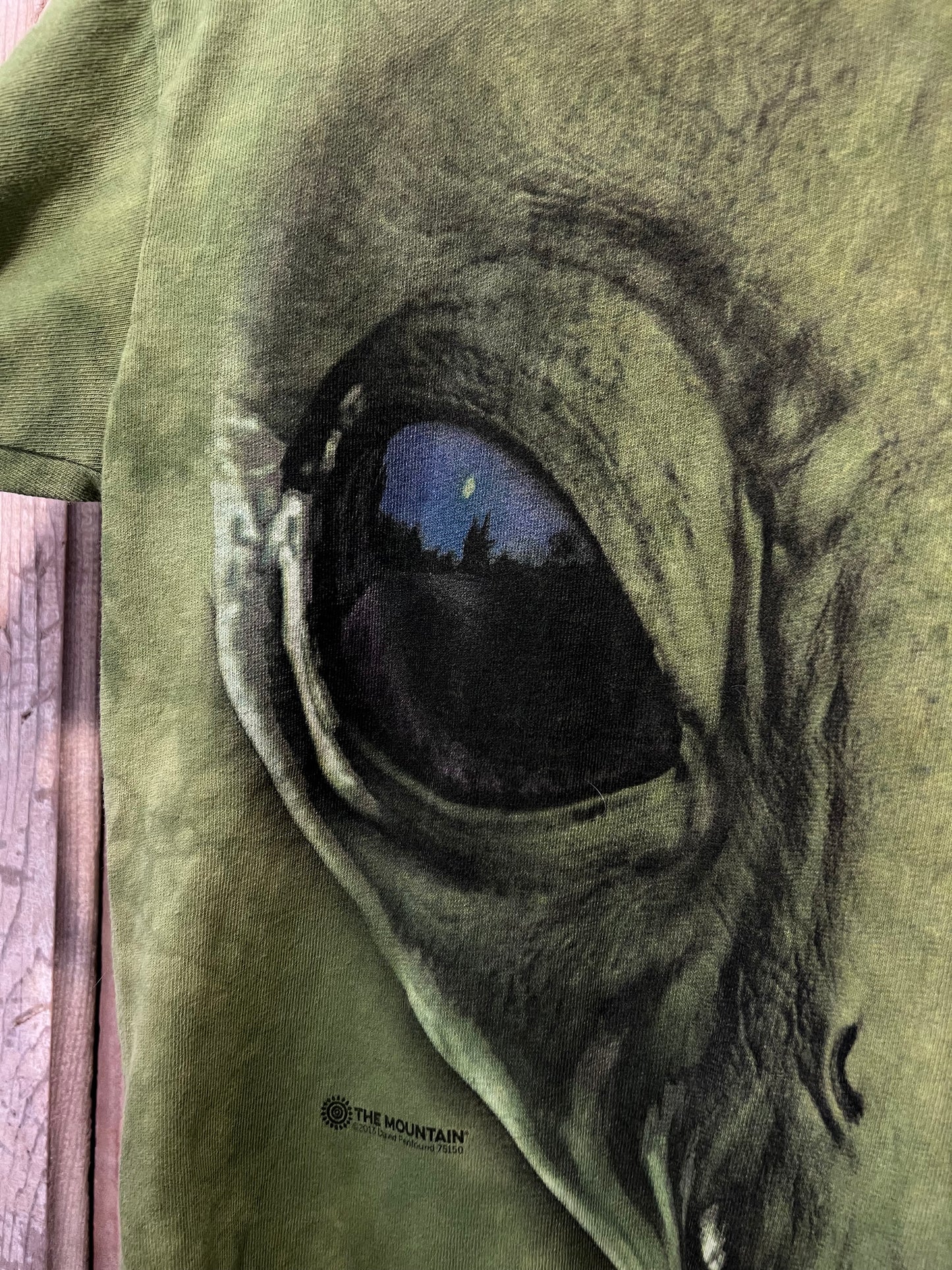 2013 The Mountain Green Tie Dye Alien Graphic T-Shirt (Modern)