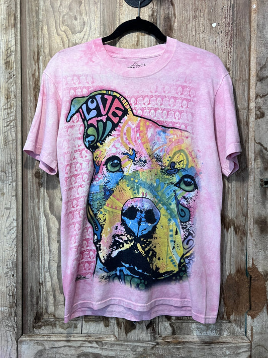 Y2K The Mountain Pink Tie Dye Pitbull Graphic T-Shirt (Modern)