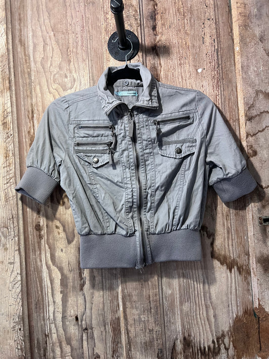 Y2K Maurice's Grey Cropped Cargo Zip Up Jacket Top