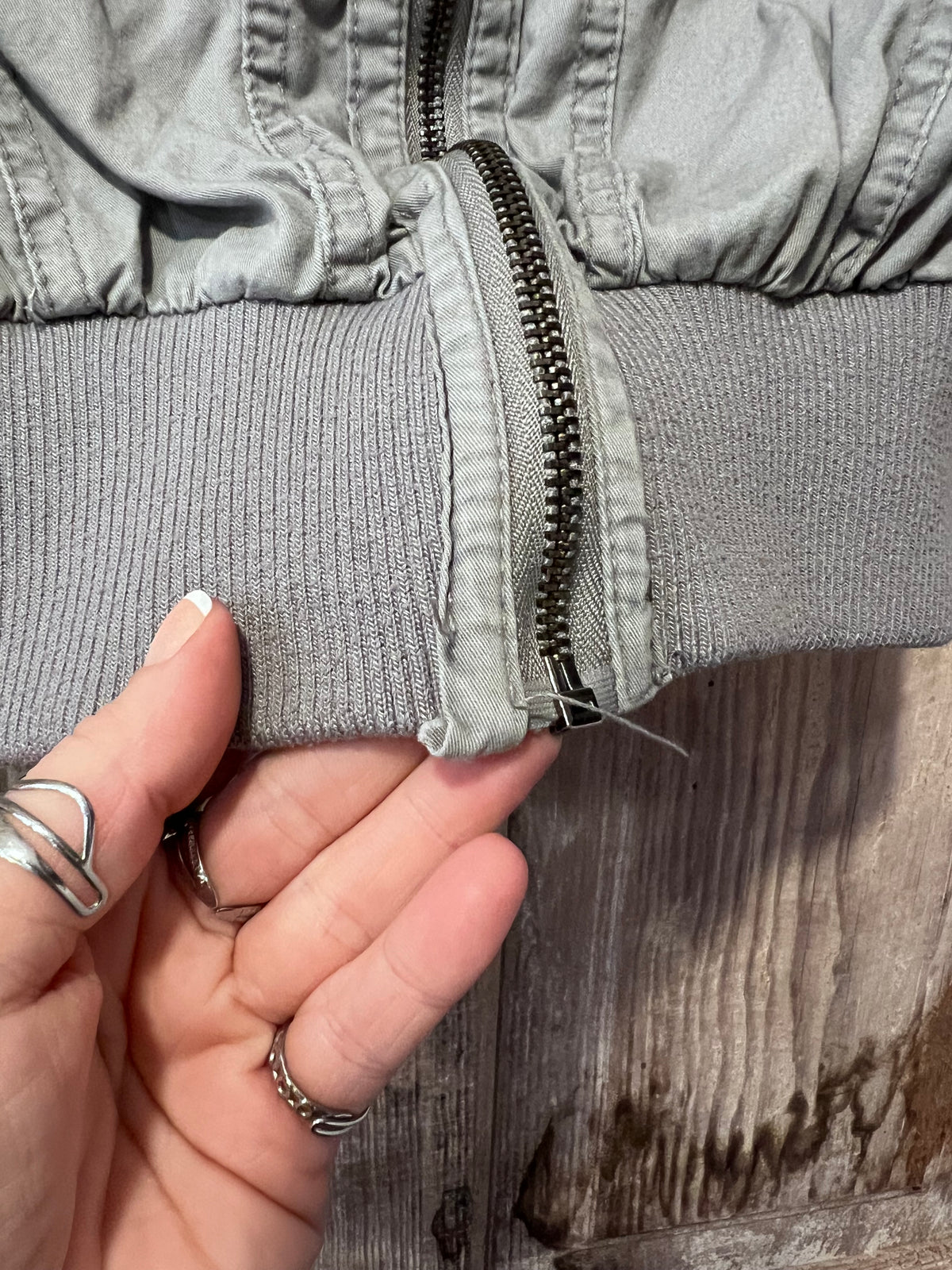 Y2K Maurice's Grey Cropped Cargo Zip Up Jacket Top