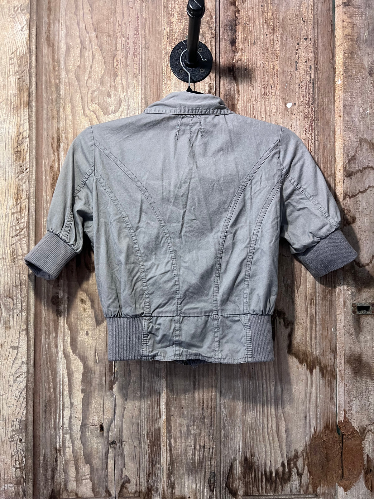 Y2K Maurice's Grey Cropped Cargo Zip Up Jacket Top